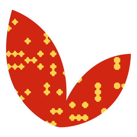 Red crayon leaves silhouette or petals shape with yellow dotted pattern, paper cut shape, vector abstract nature elementのイラスト素材