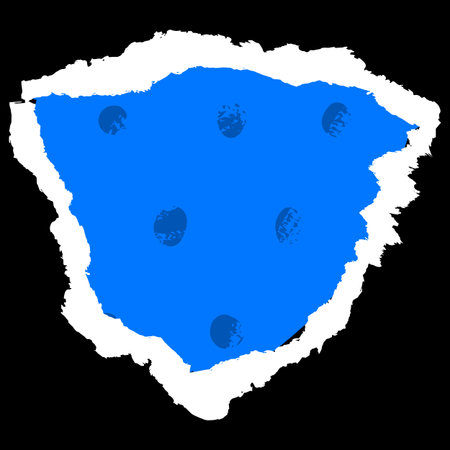 Cut out of blue paper random shape with crayon painting dotted pattern and torn edge paper piece vector childish stripsのイラスト素材