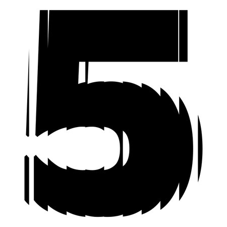 Black number five with a geometric ribbed glass effect.のイラスト素材