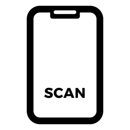 A black and white smartphone screen frame with the word "SCAN."のイラスト素材