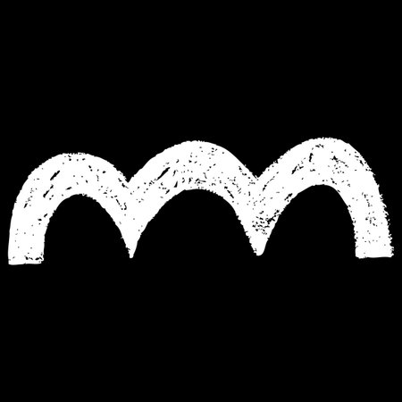 Doodle squiggle, scribble stroke arc pattern white chalk hand painting on black background, vector crayon twisting lineのイラスト素材