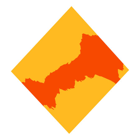 Abstract geometric paper cutout rhombus, yellow and red.のイラスト素材