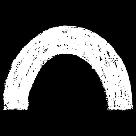 Round arch shape, half of ring white chalk painting on black background, paper cut out shape, vector abstract silhouetteのイラスト素材