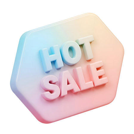 A 3D render of a colorful tag with the words 'HOT SALE' on it, perfect for advertising sales and promotions.の素材