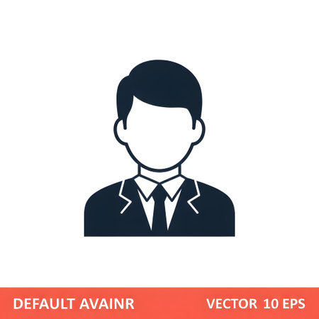 A simple and clean default avatar icon representing a business professional, featuring a person in a suit and tie, suitable for user profiles and business applications.のイラスト素材