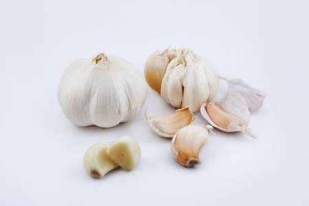Garlic bulb and cloves isolated on white 