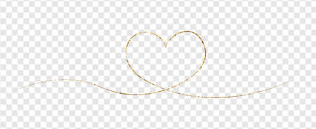 Art line continuous heart icon with sparkle glitter texture isolated on transparent background.のイラスト素材