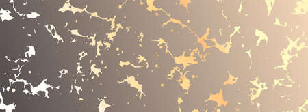 Contemporary banner cover design. Art golden splash paint, old cracked texture, smudge on nude background. Vector illustration for flyer template, luxe grunge poster, presentation, magazine and more.のイラスト素材