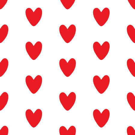 Red cute doodle hearts seamless pattern on white background. Fashion love graphic design. Valentine...