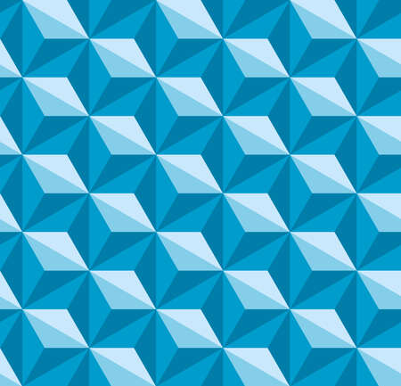 Hexagonal geometric seamless pattern. Abstract graphic design print, 3d blue cubes pattern. Vector...
