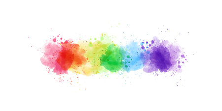 Pride watercolor background with Pride flag colors. Vector banner logo lgbtq 2022 pride month isolated on white background. Symbol of pride month june support.のイラスト素材