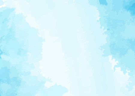 Blue watercolor wet wash splash on white background. Vector illustration template for birthday, banner, wedding, it's a boy card, father's day, quotes, social media and much more.のイラスト素材