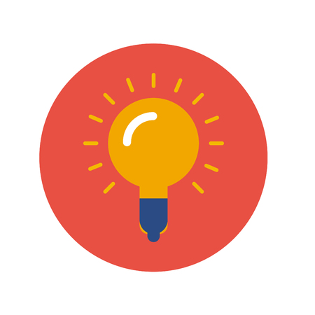 Yellow lamp vector icon on red backgroundのイラスト素材