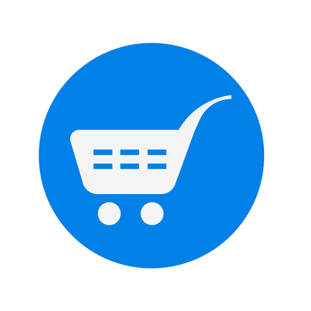 Shopping basket vector icon on blue backgroundのイラスト素材
