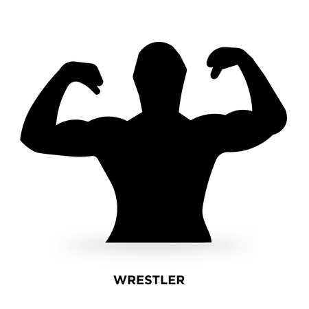 wrestler silhouette Vector illustration.のイラスト素材