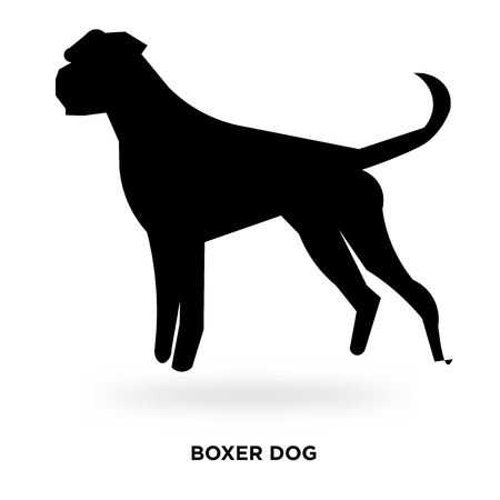 boxer dog silhouette Vector illustration.のイラスト素材