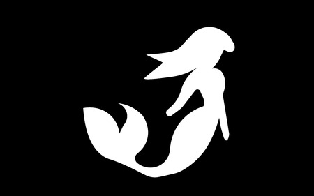 white mermaid silhouette clip art on black backgroundのイラスト素材