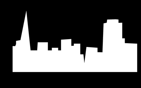 White San Francisco skyline silhouette on black background.のイラスト素材