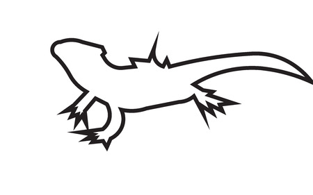bearded dragon silhouette outline on white backgroundのイラスト素材