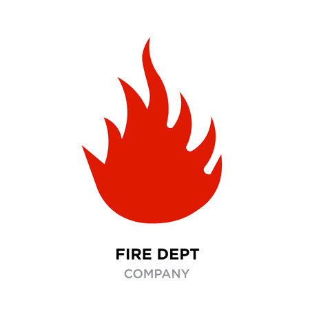 fire dept logo, red flame icon isolated on white backgroundのイラスト素材