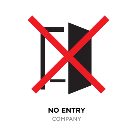 No entry logo, red crossed lines on black door icon vector isolated.のイラスト素材