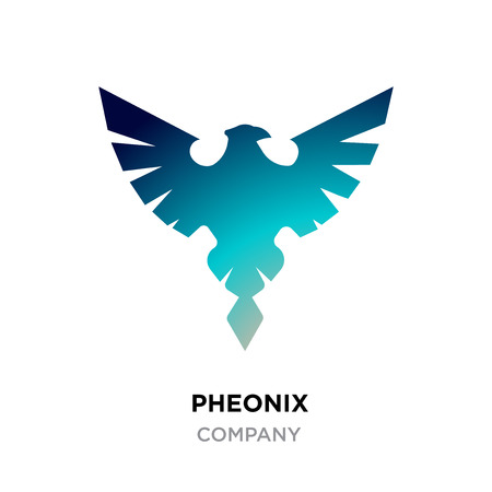 Pheonix Logo. Abstract Pheonix logo design, made of various geometric shapes in blue colors.のイラスト素材