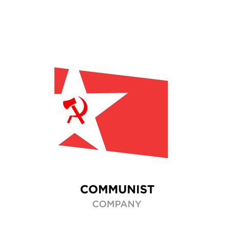 communist logo,USSR communism icon with red hammer and sickle. socialism symbol inside white starのイラスト素材