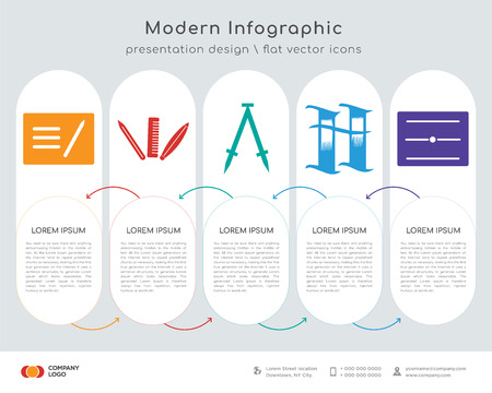 Infographics design vector and Pencil, Pencil, Compass, Book, Diploma icons can be used for workflow layout, diagram, annual report, web design.のイラスト素材