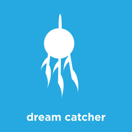 dream catcher icon isolated on blue background, vector illustrationのイラスト素材