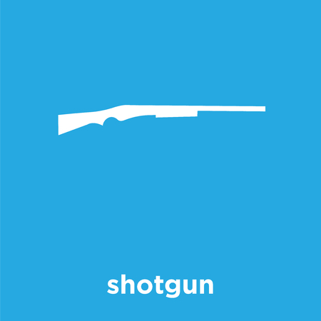 shotgun icon isolated on blue background, vector illustrationのイラスト素材