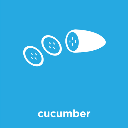 cucumber icon isolated on blue background, vector illustrationのイラスト素材