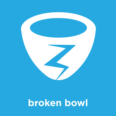 broken bowl icon isolated on blue background, vector illustrationのイラスト素材