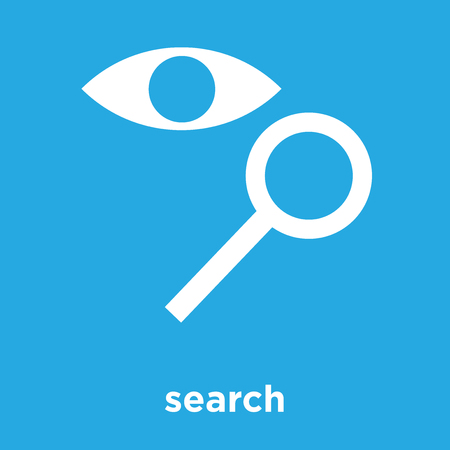 search icon isolated on blue background, vector illustrationのイラスト素材