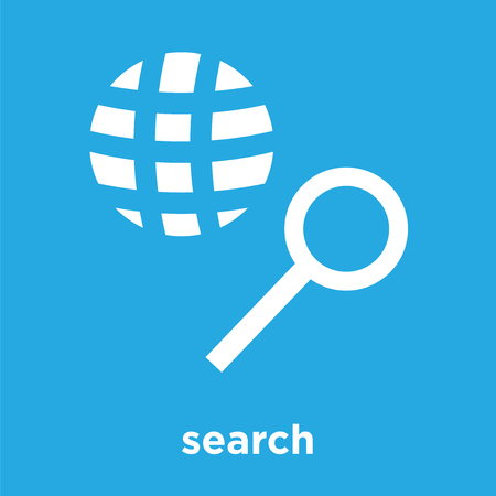Search icon isolated on blue background, vector illustrationのイラスト素材