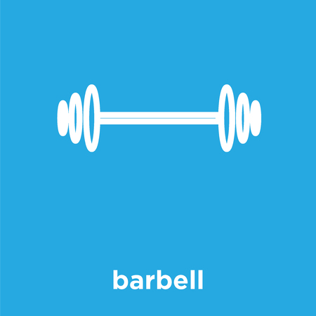 Barbell icon isolated on blue background, vector illustrationのイラスト素材
