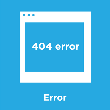 Error icon isolated on blue background, vector illustration