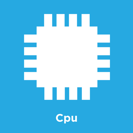 Cpu icon isolated on blue background, vector illustrationのイラスト素材