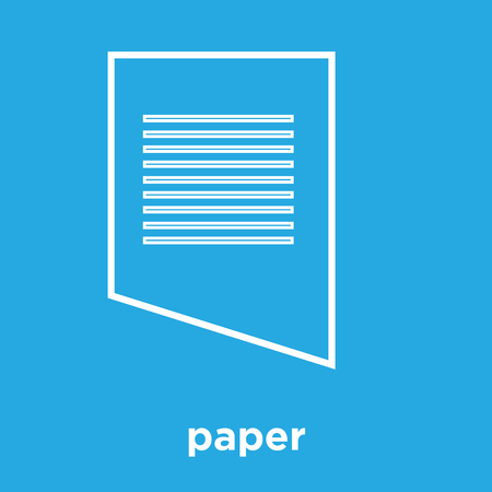 Paper icon isolated on blue background, vector illustration.のイラスト素材