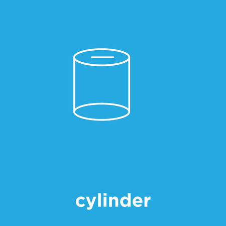 cylinder icon isolated on blue background, vector illustrationのイラスト素材