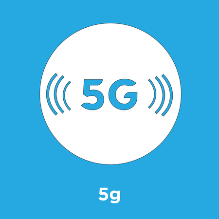 5g icon isolated on blue background, vector illustration
