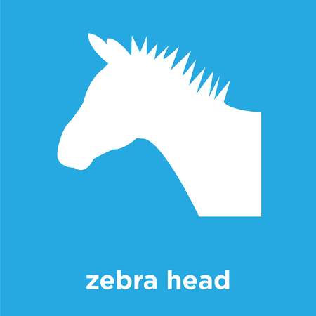 zebra head icon isolated on blue background, vector illustrationのイラスト素材