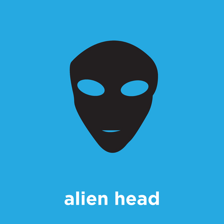 alien head icon isolated on blue background, vector illustrationのイラスト素材