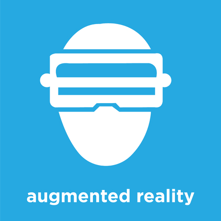 augmented reality icon isolated on blue background, vector illustrationのイラスト素材