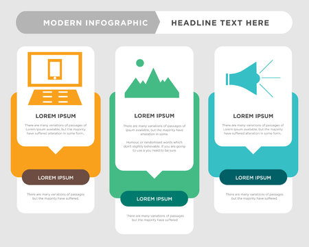 Megaphone business infographic template, the concept is option step with full color icon can be used for Image diagram infograph chart business presentation or web, Responsive vector design elementのイラスト素材