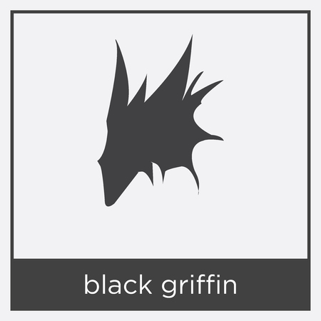 black griffin icon isolated on white background with black borderのイラスト素材