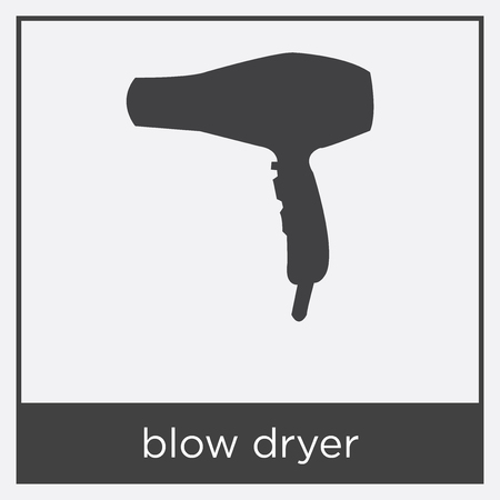 Blow dryer icon isolated on white background with black border.のイラスト素材