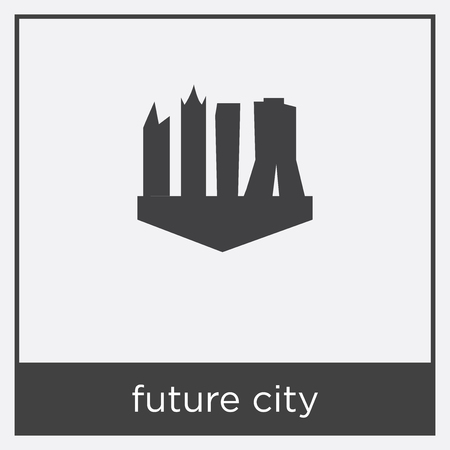 future city icon isolated on white background with black borderのイラスト素材