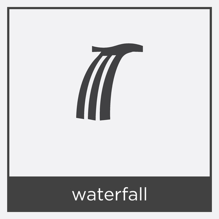 Waterfall icon isolated on white background with black borderのイラスト素材