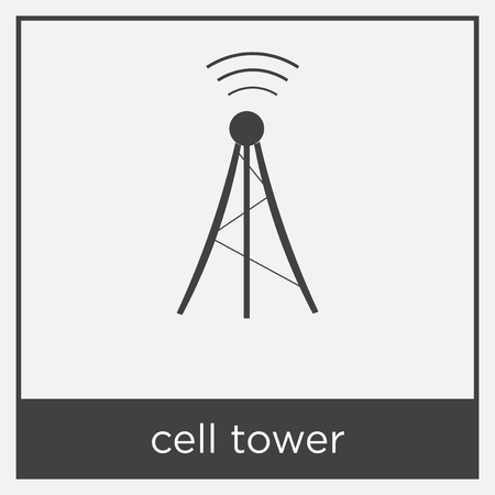 cell tower icon isolated on white background with black borderのイラスト素材