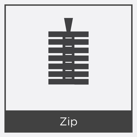 Zip icon isolated on white background with black borderのイラスト素材